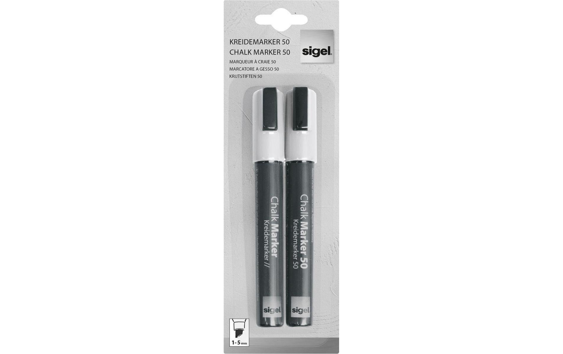 Sigel Kreidemarker 50 weiss 2erPack Keilspitze 1-5mm