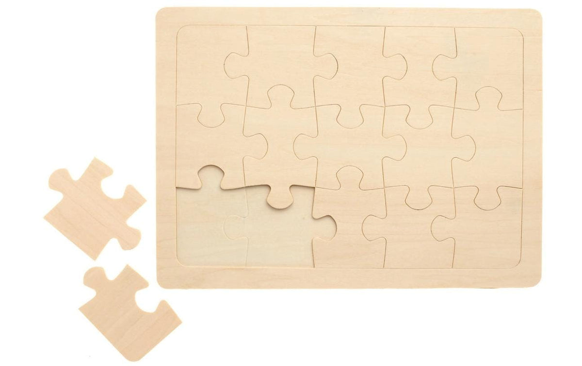 Glorex Holzpuzzle zum Bemalen 27 x 20 cm, 15-teilig
