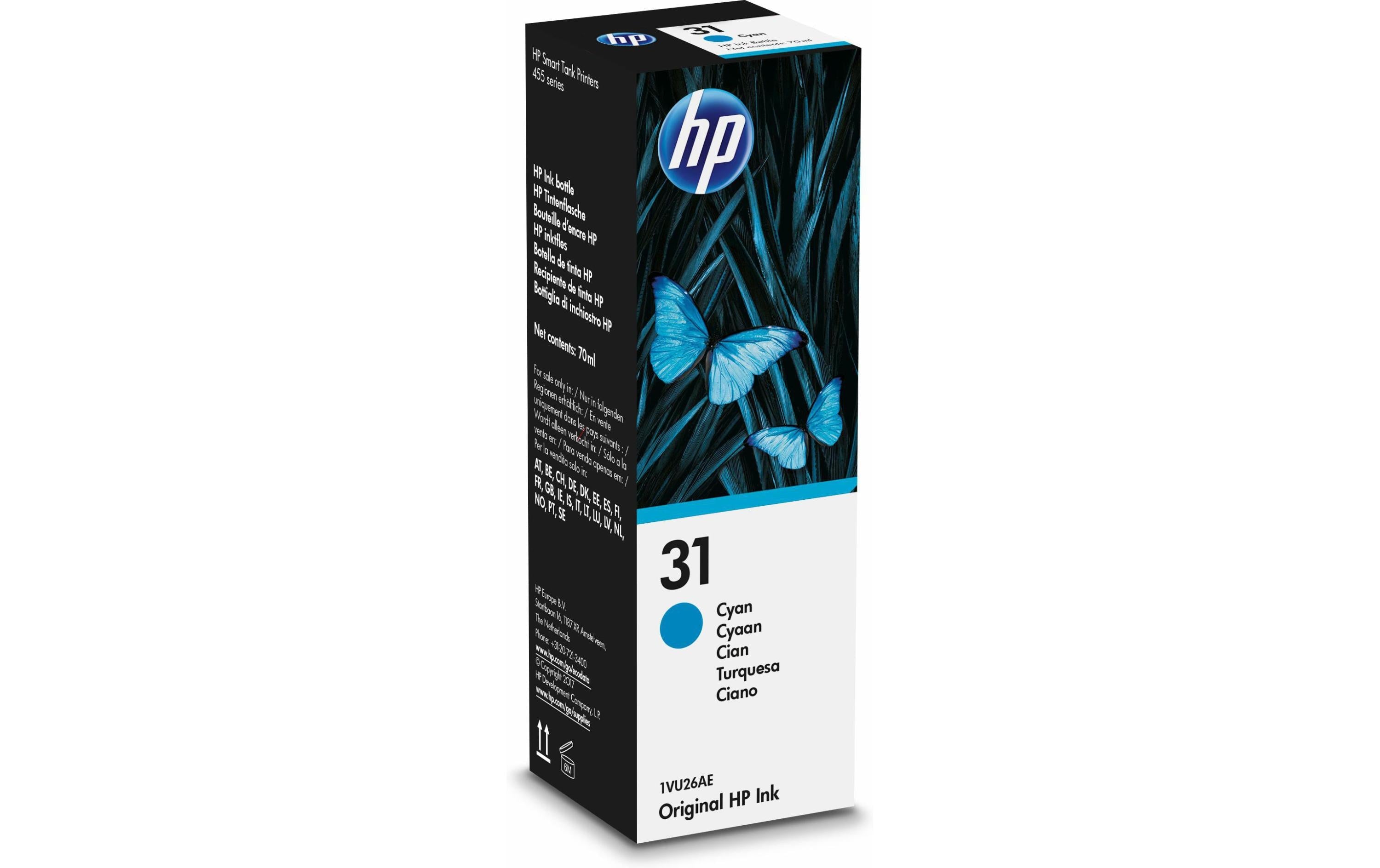 HP Tinte Nr. 31 - Cyan (1VU26AE) Seitenkapazität ~ 8'000 Seiten