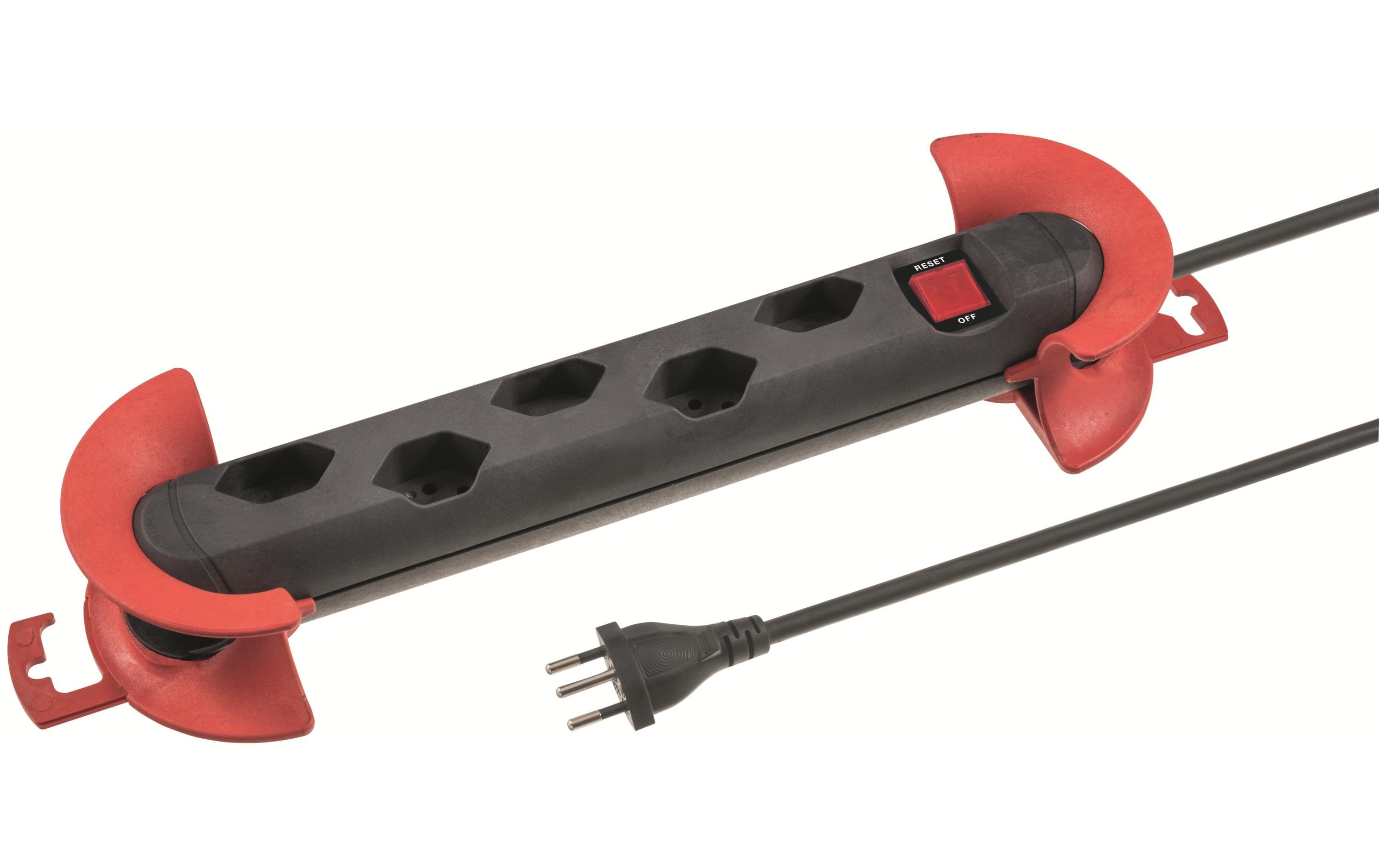 STEFFEN STEBA STRONG Steckerleiste 5xT13 Steckdosen quer, schwarz, 8m GD-Kabel