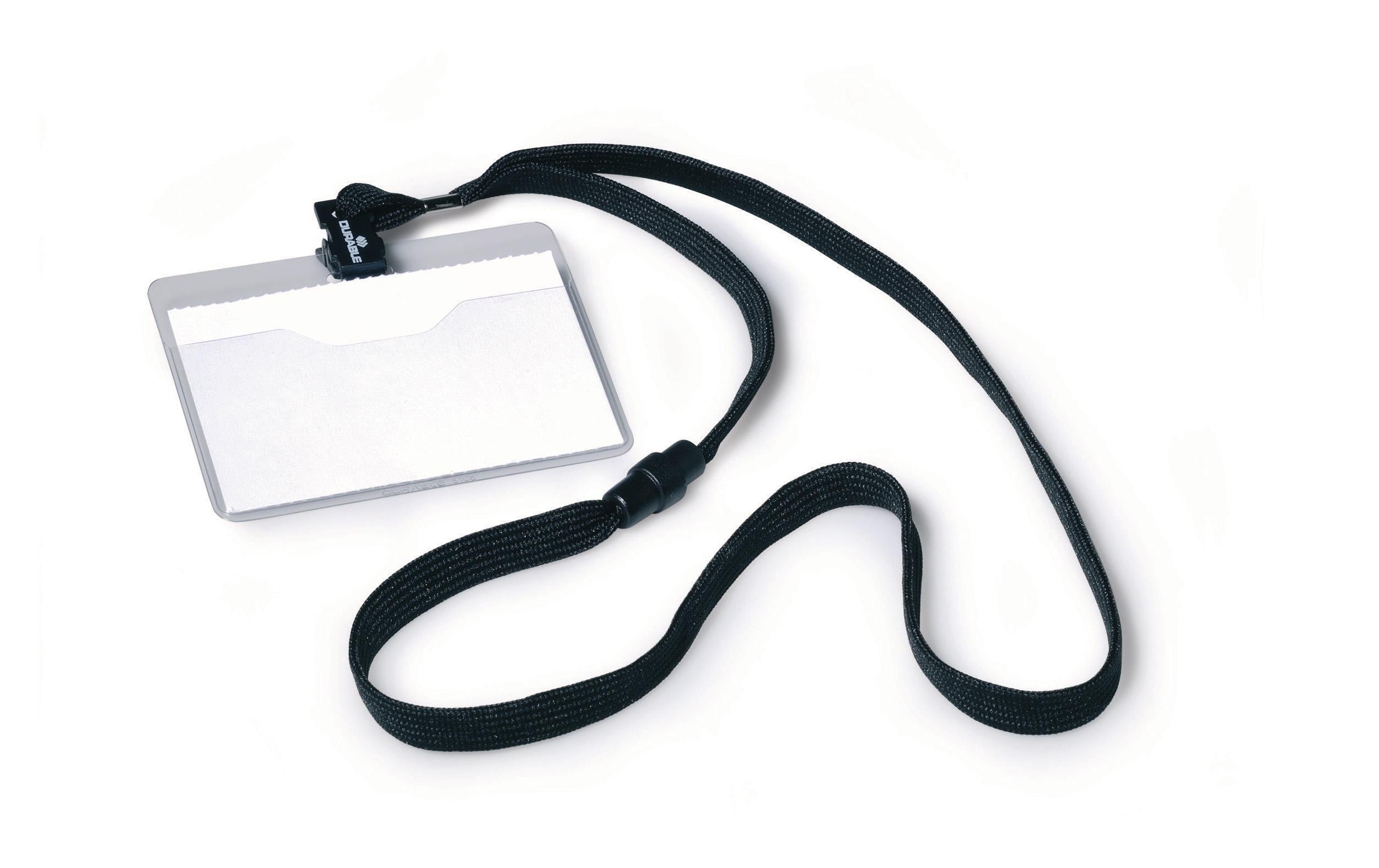Durable Namensschild m. Textilband 60x90mm schwarz, Pack à 10 Stück