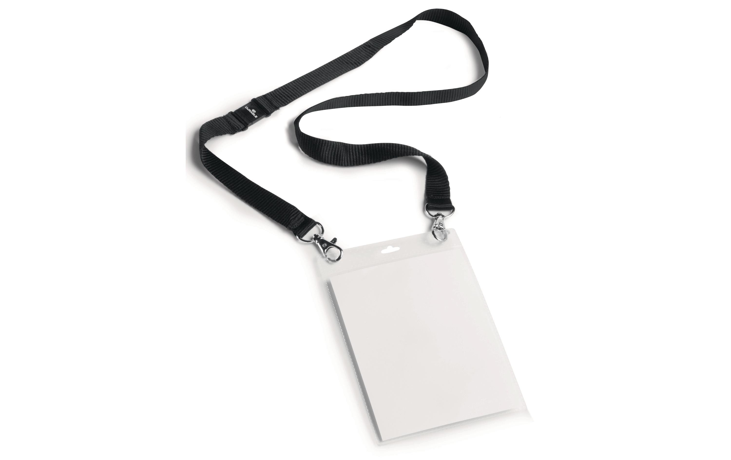 Durable Namensschild m. Textilband Duo A6 schwarz, Pack à 10 Stück