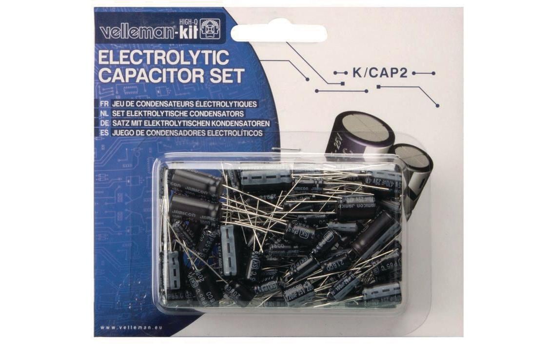 Velleman K/CAP2 Elektrolytkondensator Set Menge: 120 Stück, Werte: 1uF bis 1000uF