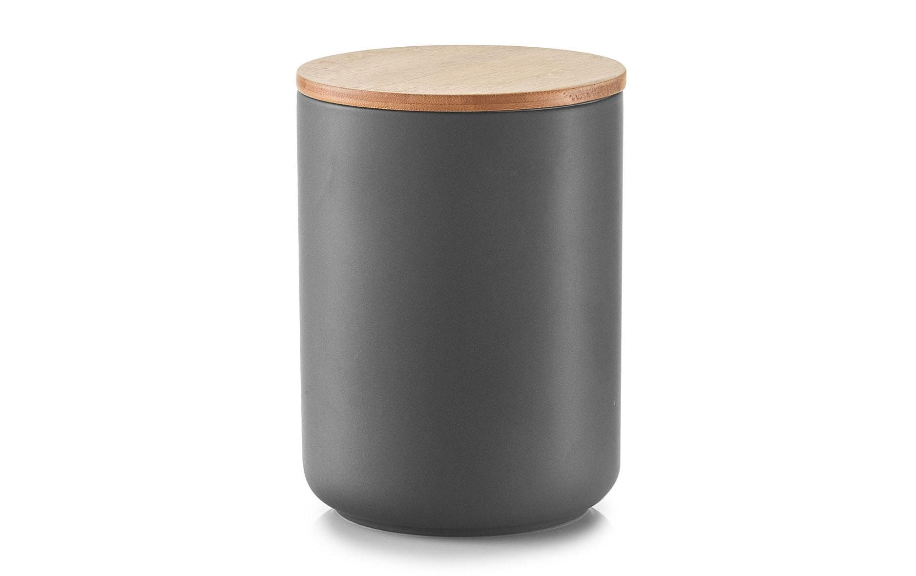 Zeller Present Vorratsdose mit Bamboodeckel 1500ml, Keramik anthrazit, Ø13x17,5