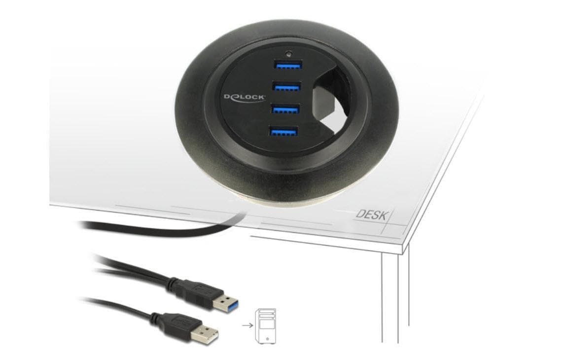 Delock Tisch-Hub 4 Port USB 3.0 4x USB 3.0 Typ-A Busche
