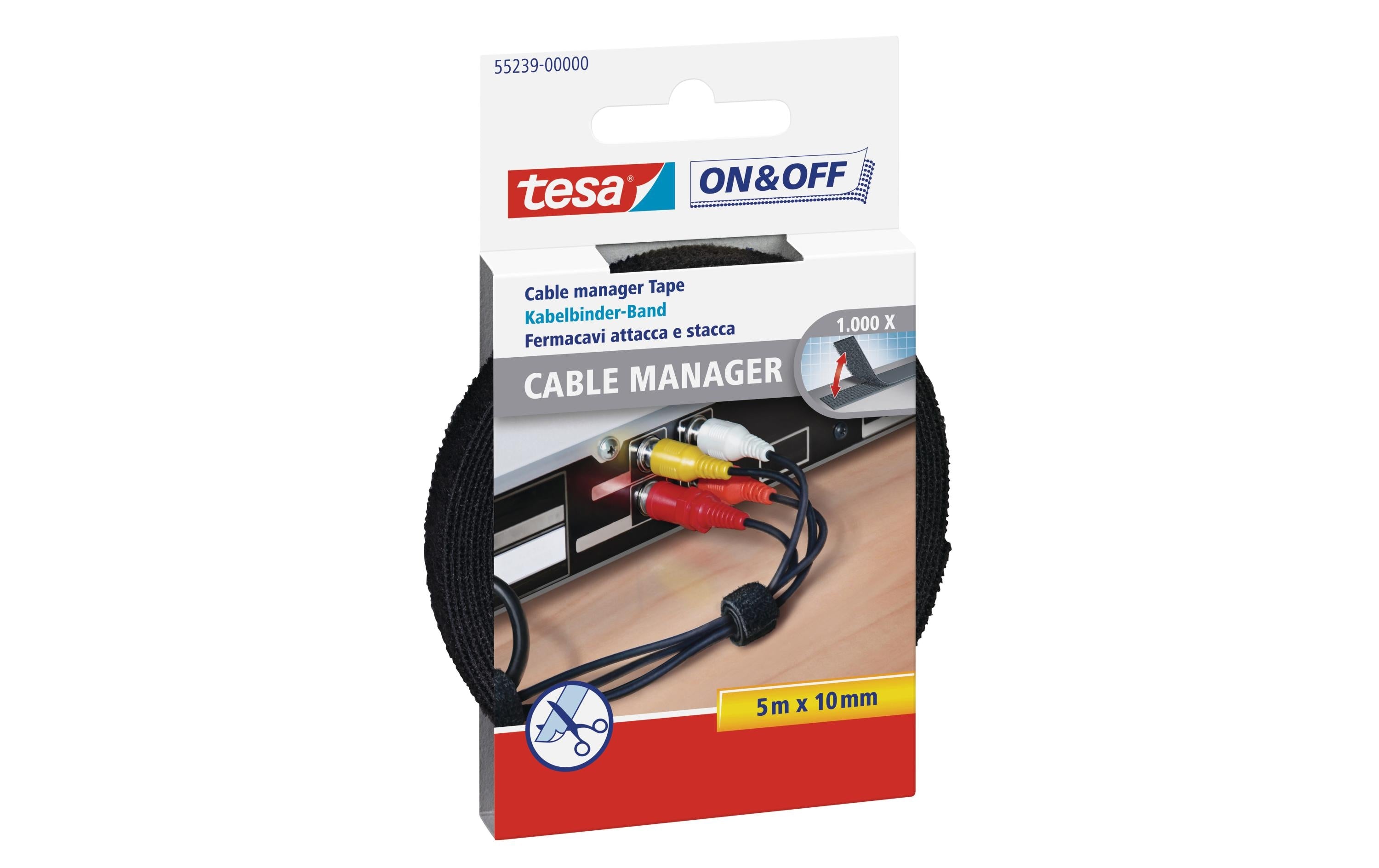 Tesa Velcro Cable Manager universal schwarz 10 mm x 5 m