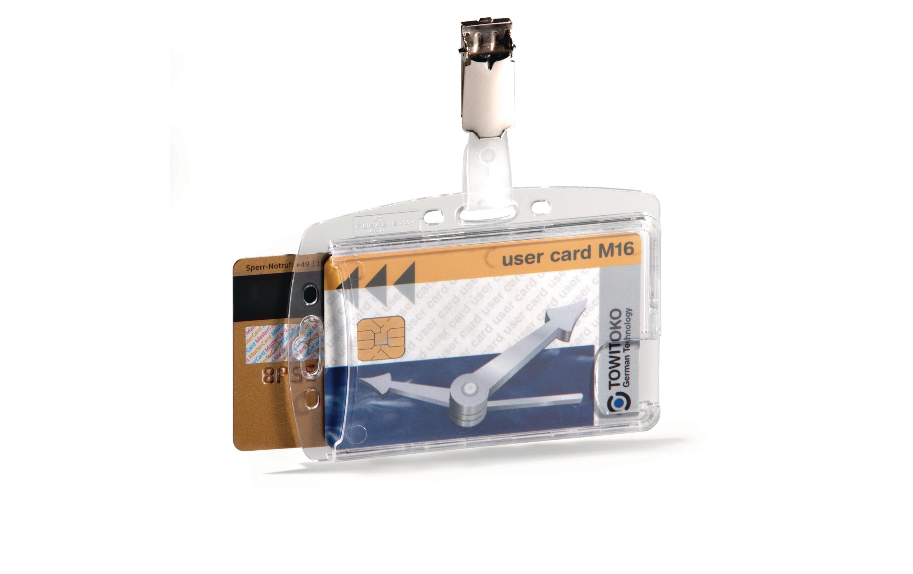 Durable Ausweishalter Hartbox für 2Ausweise mit Clip, Pack à 25 Stück
