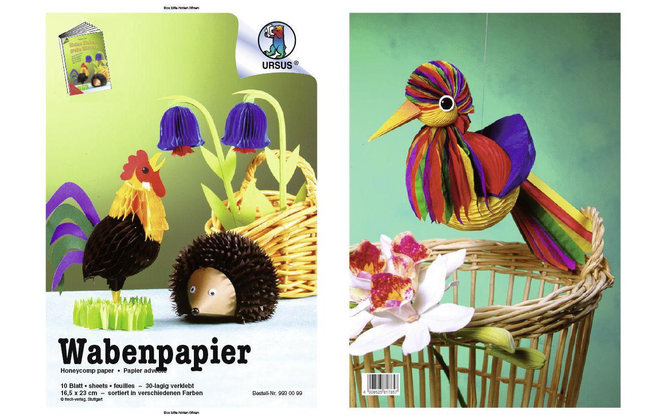 URSUS Wabenpapier sortiert 10 Blatt in 8 Farben, 16.5 x 23 cm
