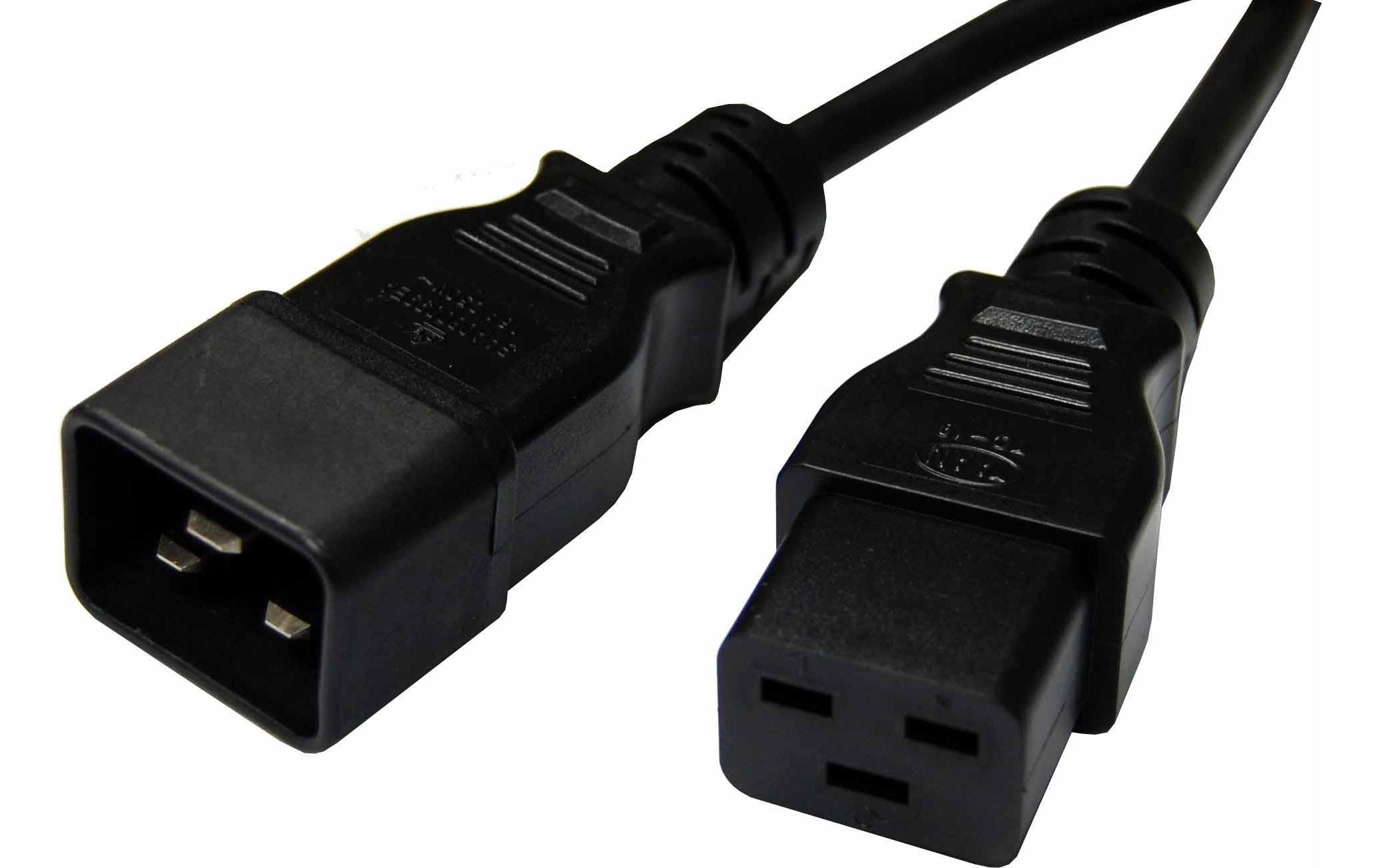 Gerätekabel C19-C20, 2m, halogenfrei schwarz, H05Z1Z1-F 3G 1.5mm2