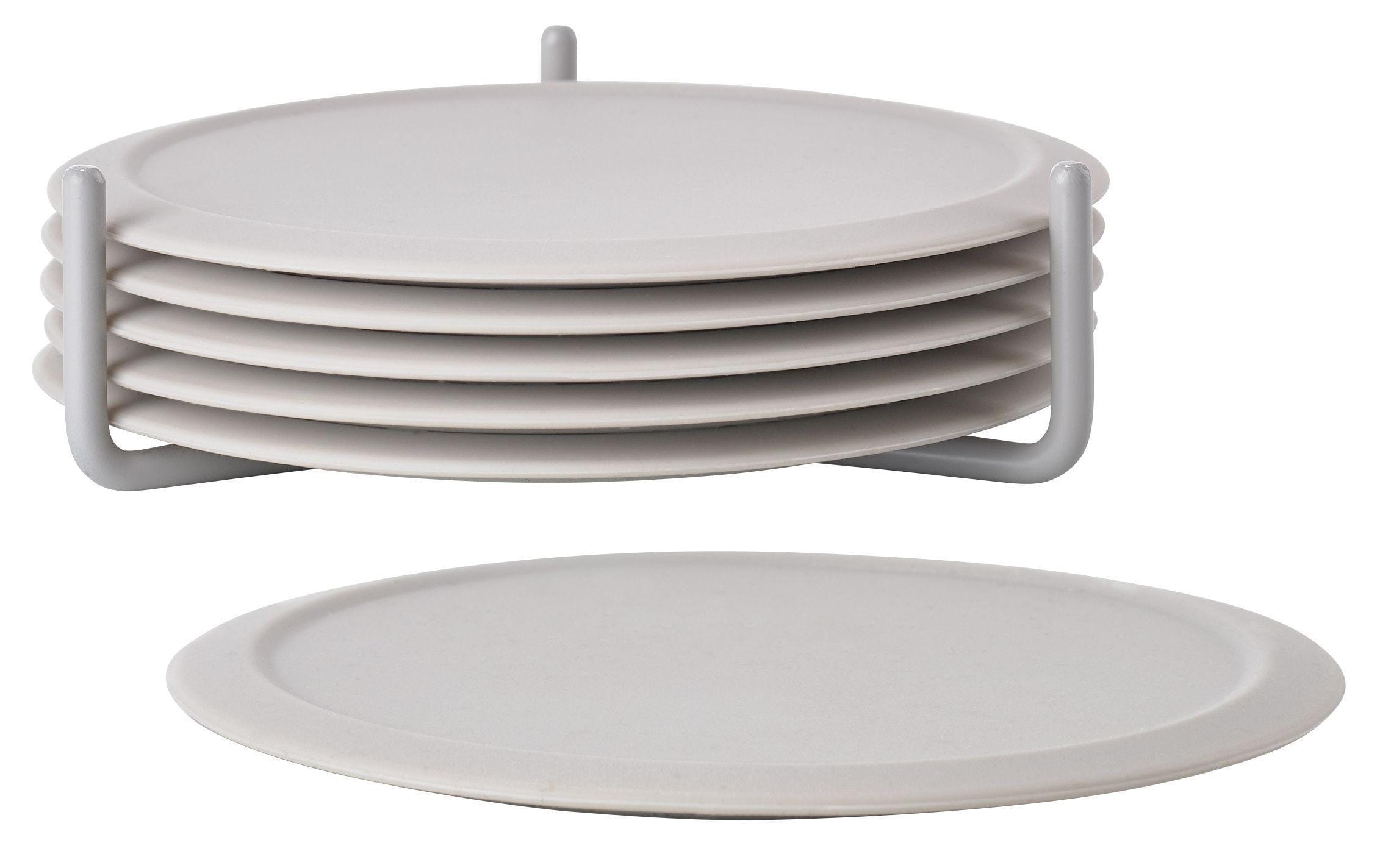 Zone Glasuntersetzer 6er Set hellgrau Grösse 10x3.1cm, Metall/Silikon