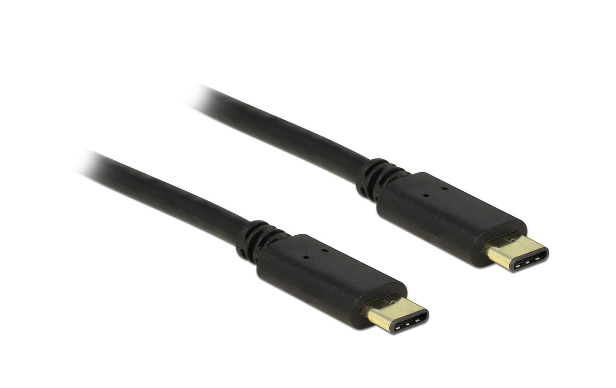 USB2.0-Kabel TypC-TypC: 2m, schwarz max. 480Mbps, Typ-C Stecker beidseitig