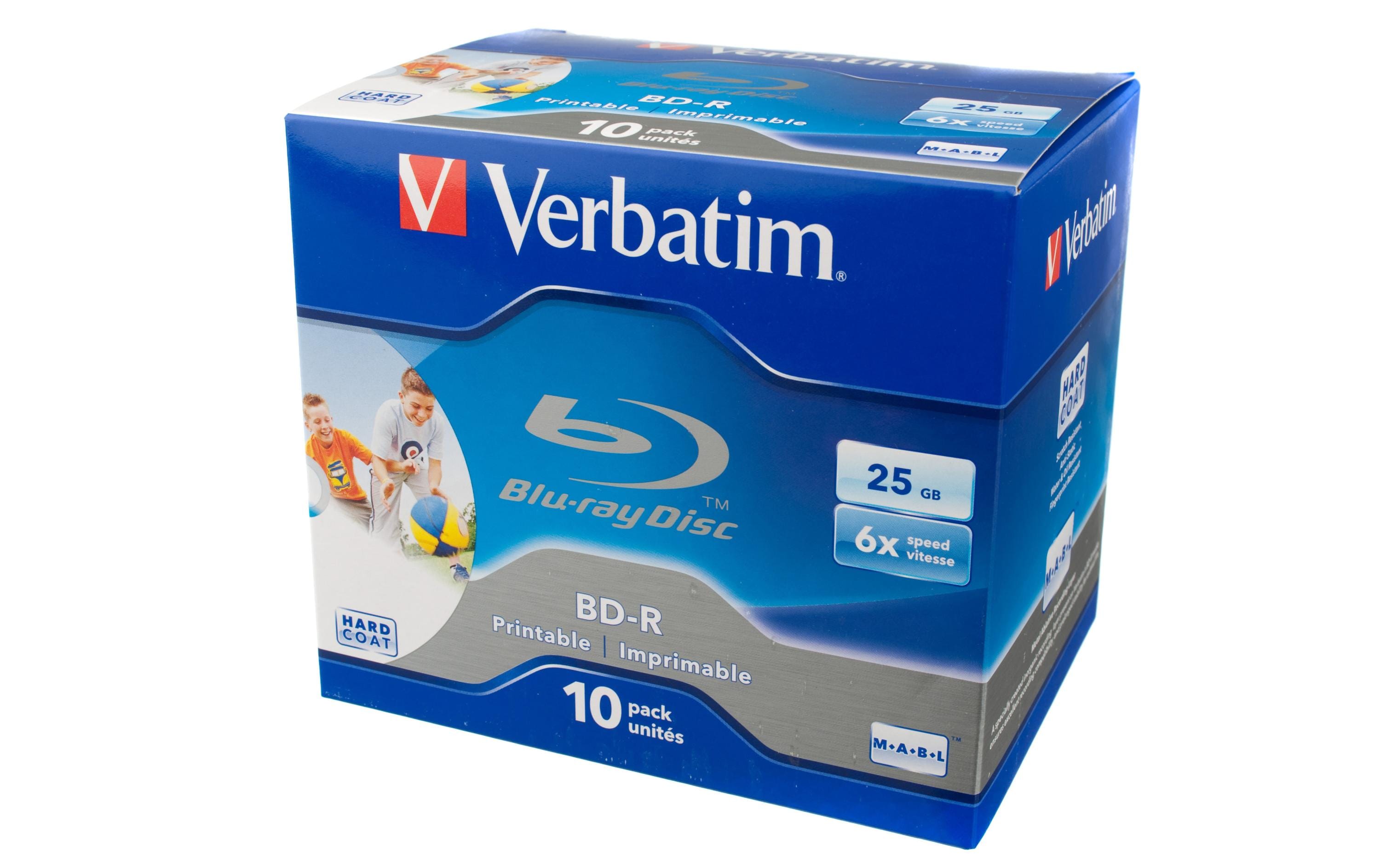 Verbatim BD-R 6x Single Layer 25GB 10-Pck. Blu-ray printable, Jewel Case,