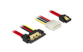 Delock SATA Kabel & Molex Strom, 30cm mit Metalclips für zuverlässiges einrasten