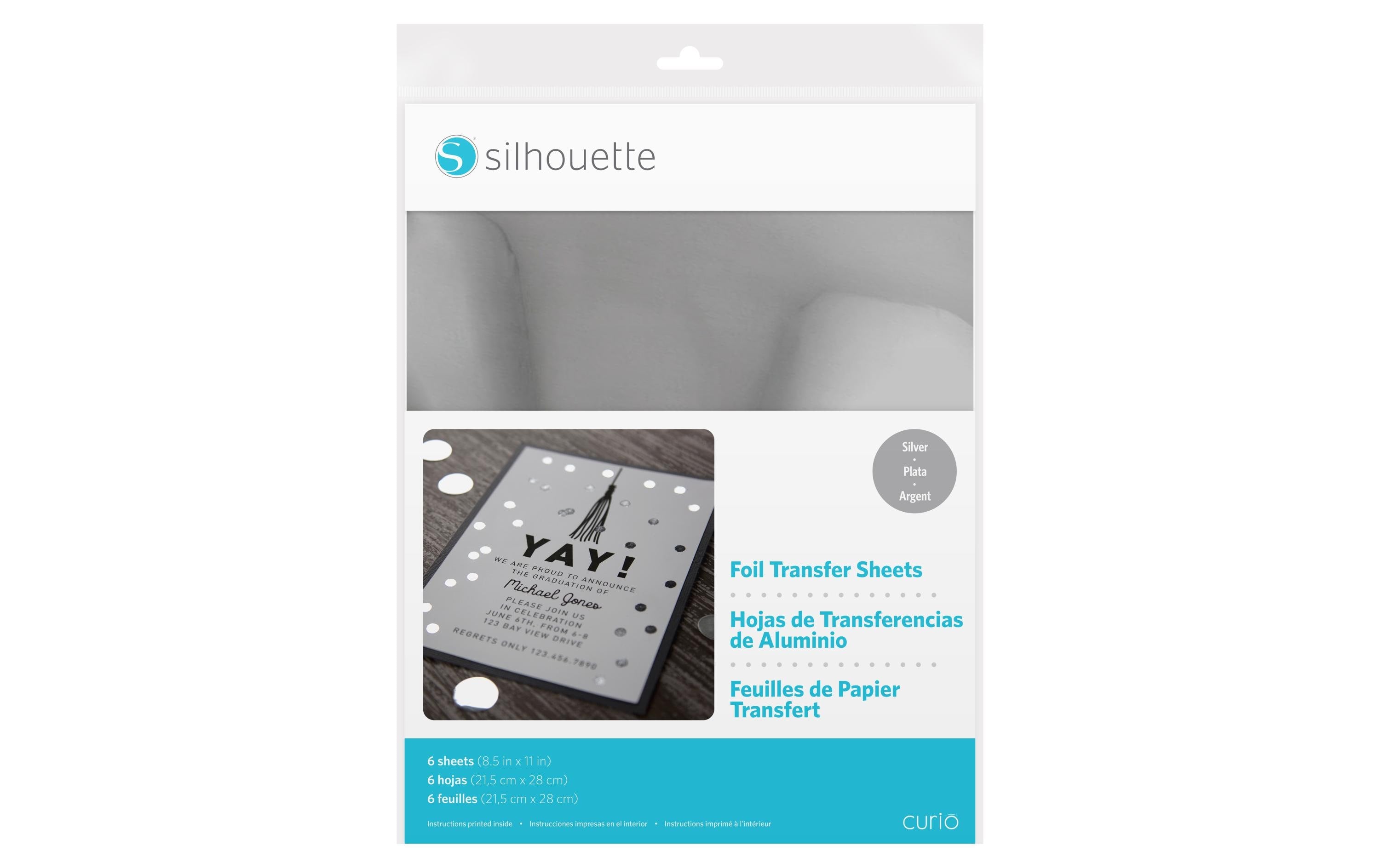 Silhouette Transferfolie silber 6 Blatt, 21.5 x 27.9 cm