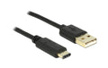 USB2.0-Kabel A-TypC: 2m, schwarz max. 480Mbps, Typ-C