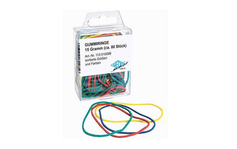 WEDO Gummiringe, farbig sortiert, 80 Stk. Grössen-Mix