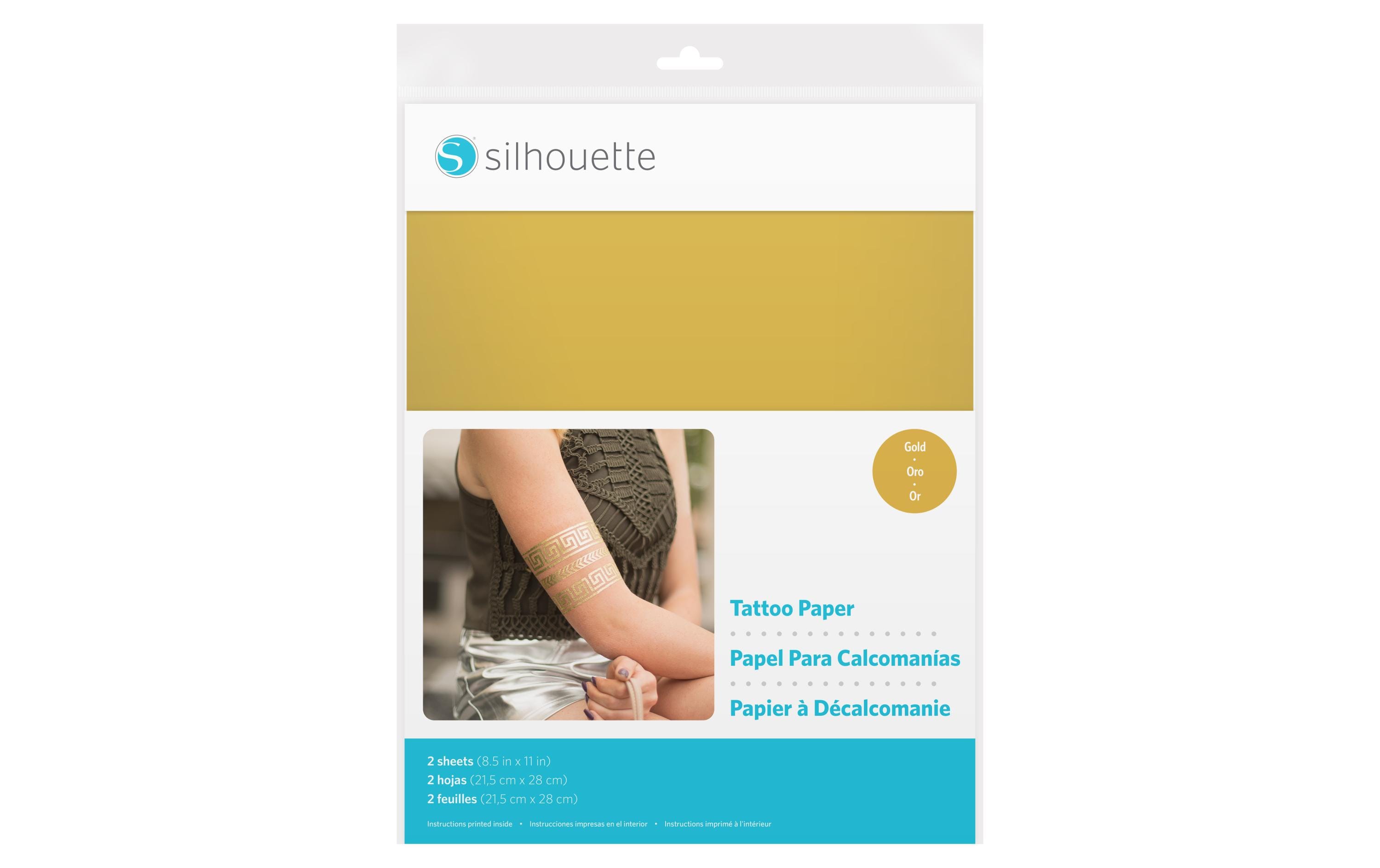 Silhouette Tattoo Papier gold 2 Stück, 21.5 x 27.9 cm