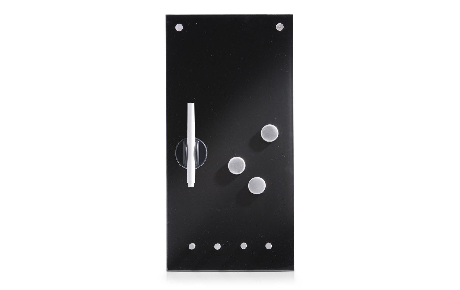 Zeller Present Memobord mit Haken schwarz Glas, 20x4x40cm