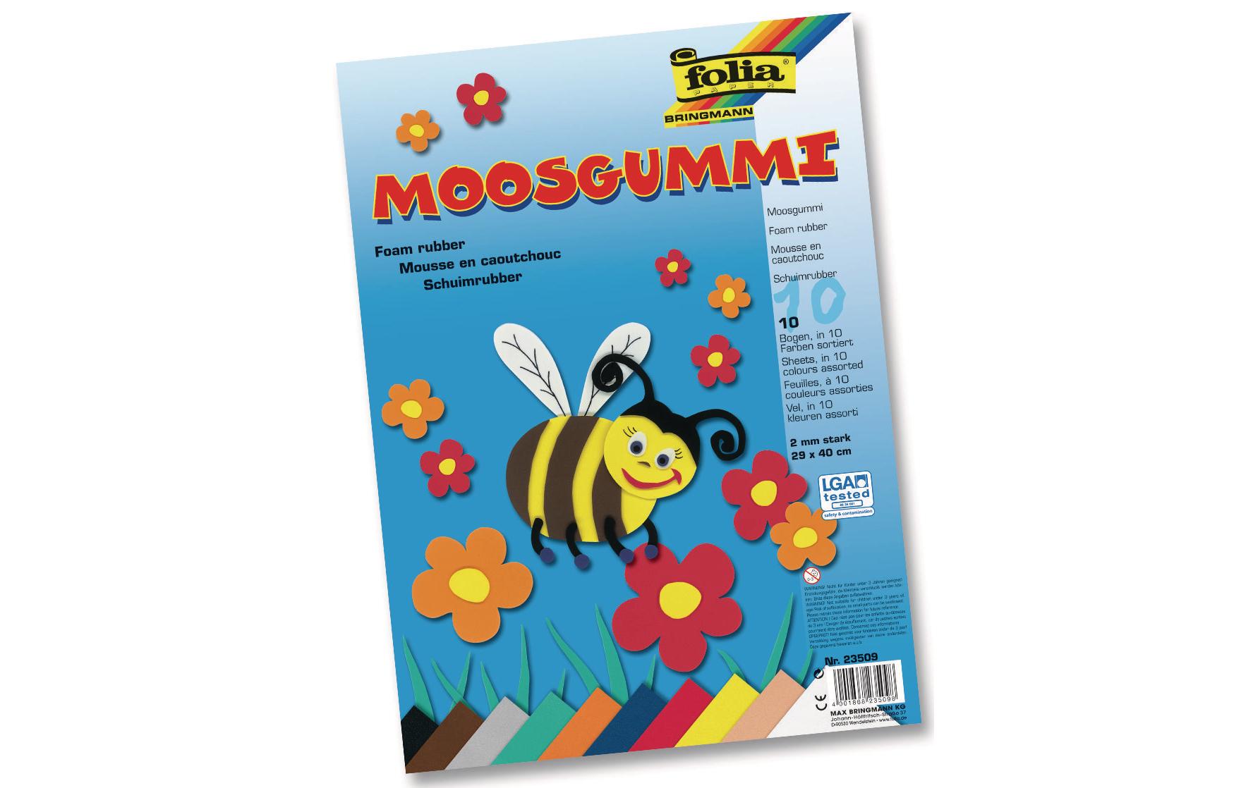 Folia Moosgummi-Set 10 Farben 10 Bogen à 29x40cm, 10 Farben