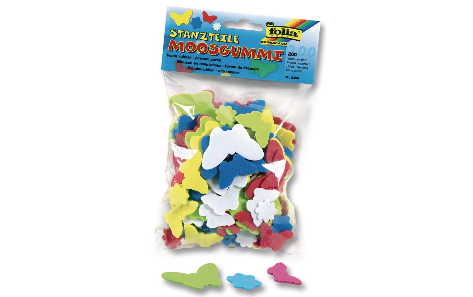 Folia Moosgummi-Stanzteile Blumen & Schm. 200 Stück