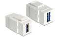 Delock Keystone Jack: USB3.0 A-Buchse-A-Buchse, weiss