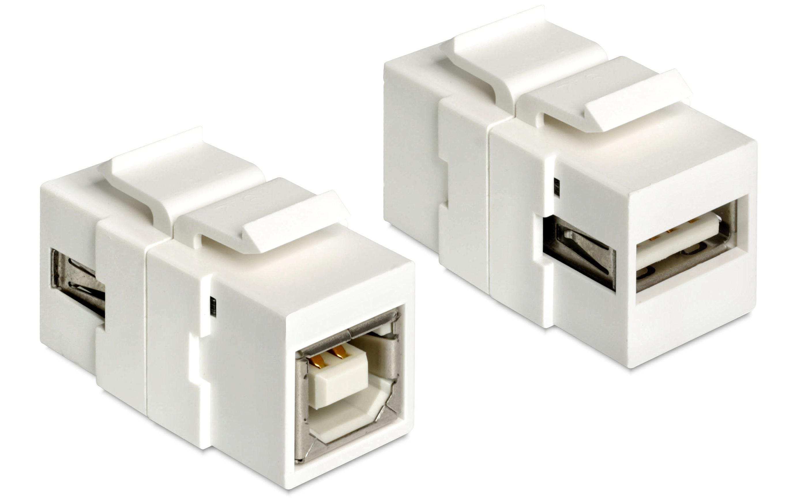 Delock Keystone Jack: USB2.0 A-Buchse-B-Buchse, weiss