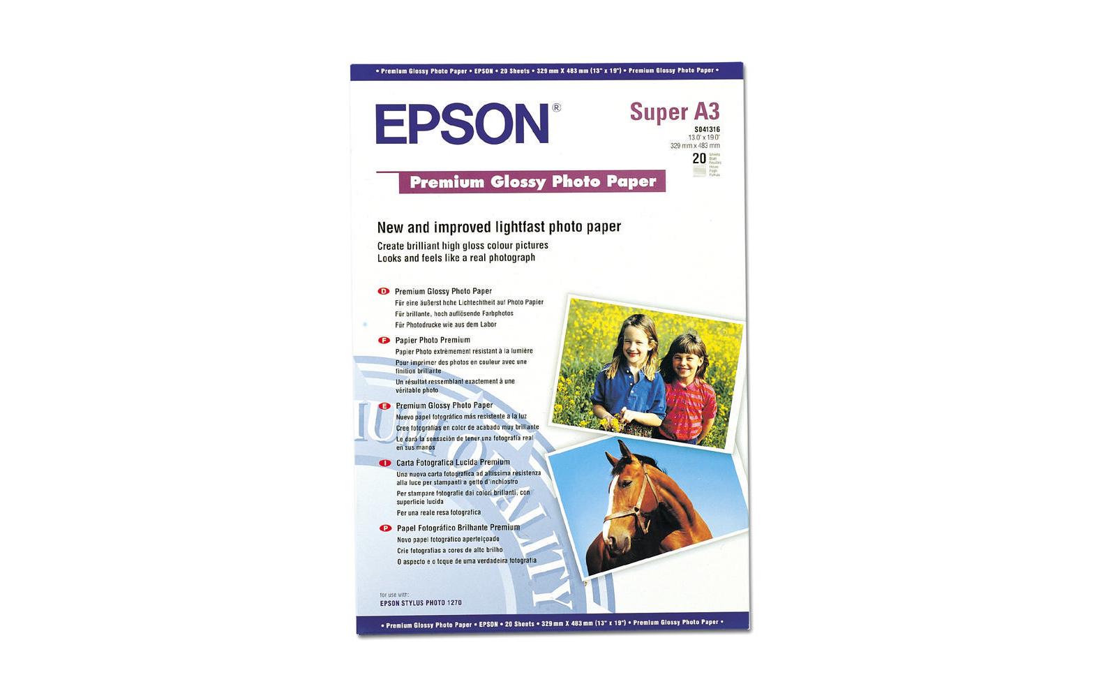 Premium Glossy Photo Paper A3+ 250g/m2, 20 Blatt, S041316