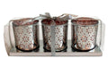 Teelicht aus Glas, 3er Set, Silber/Rosa D: 6cm H: 7cm