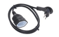 Kunststoff-Verlängerungskabel, 2m, schwarz 3-polig, T12/T13, Flachstecker angespritzt