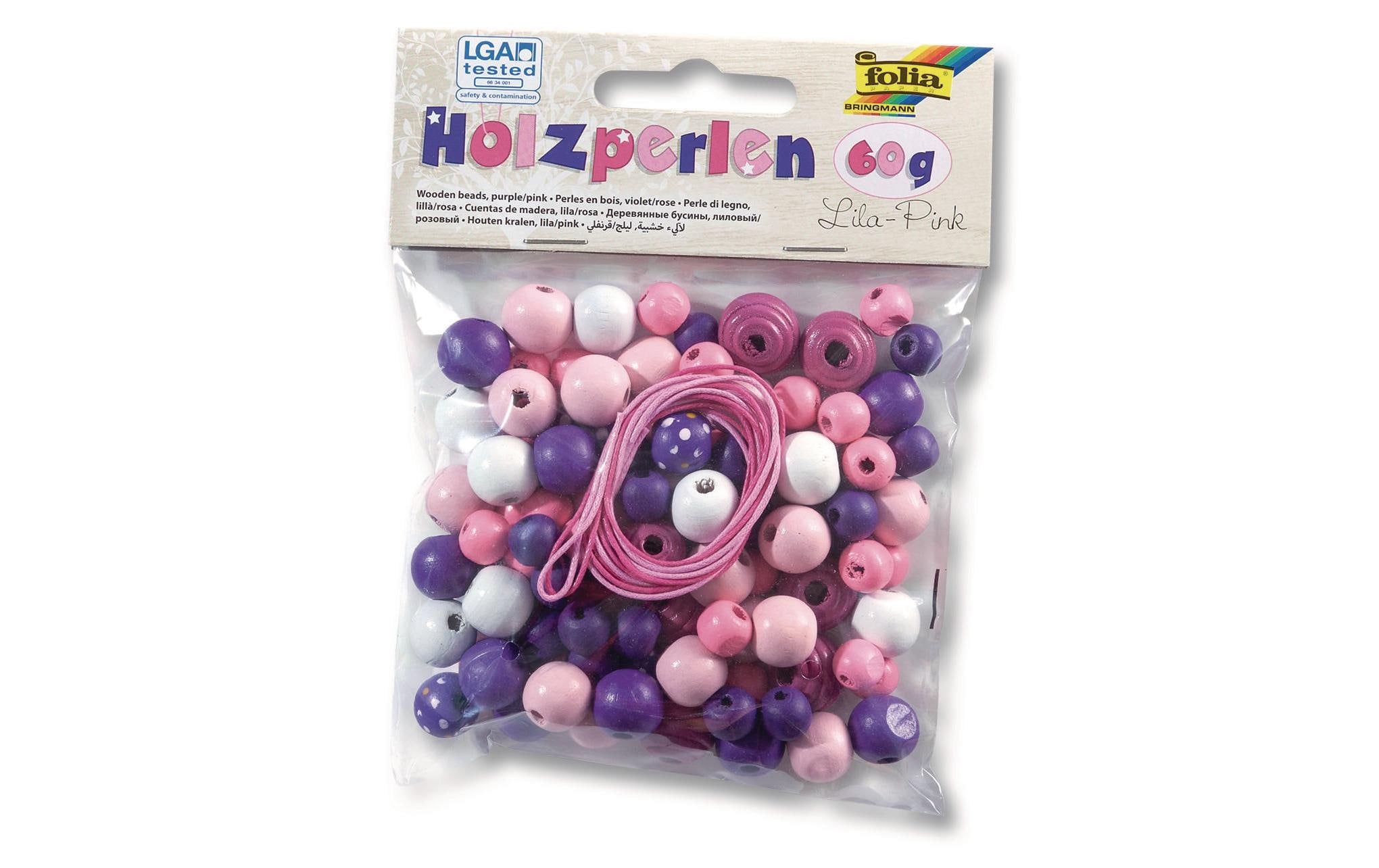 Folia Holzperlen lila/pink Packung à 60g