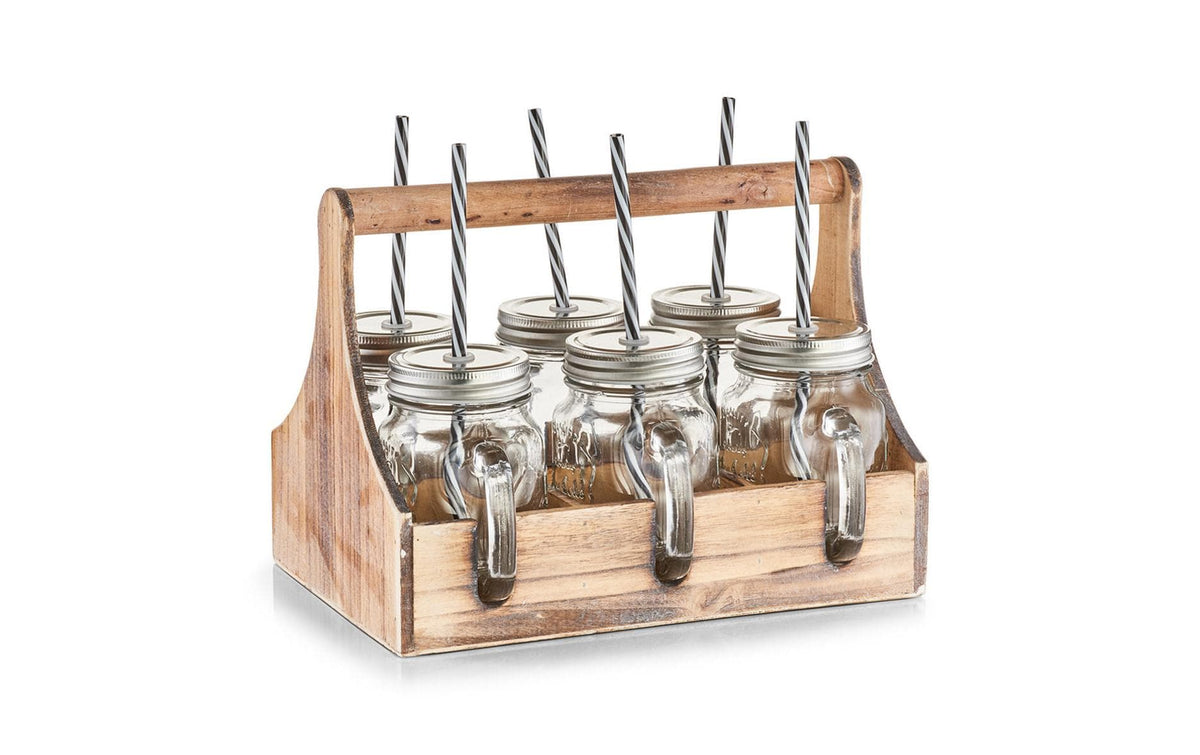 Zeller Present Trinkgläser Set in Kiste Glas/Metall/Holz 29x22,5x22,1cm