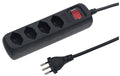 STEFFEN POWER EASY Steckerleiste 4xT13 schwarz, mit Schalter, 1.5m Kabel