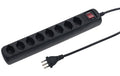 STEFFEN POWER EASY Steckerleiste 8xT13 schwarz, mit Schalter, 1.5m Kabel
