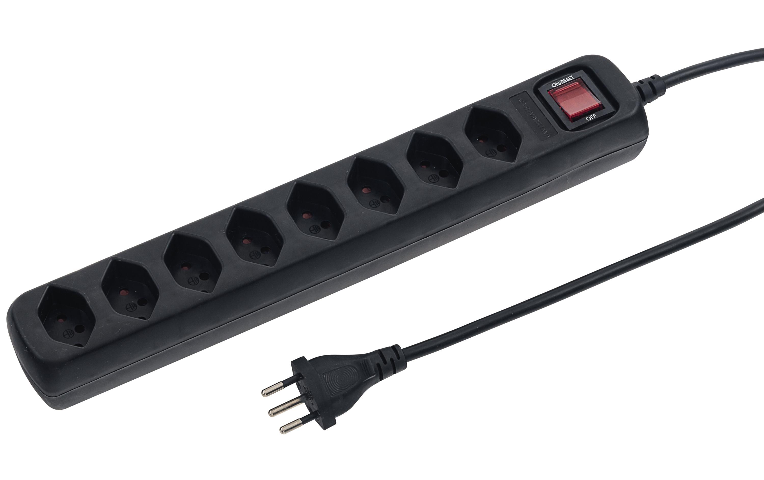STEFFEN POWER EASY Steckerleiste 8xT13 schwarz, mit Schalter, 1.5m Kabel