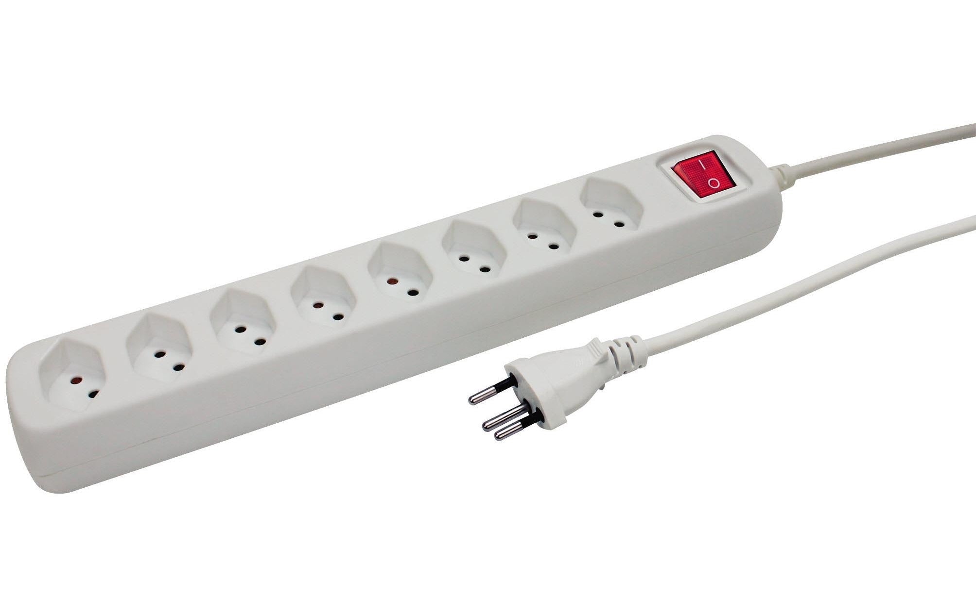 STEFFEN POWER EASY Steckerleiste 8xT13 weiss, mit Schalter, 1.5m Kabel