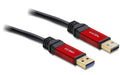 USB3.0 Kabel, A-Stecker zu A-Stecker 2m, schwarz, roter Metallstecker, Premium