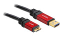 USB3.0 Kabel, A-Stecker zu Micro-B-Stecker 2m, schwarz, roter Metallstecker, Premium
