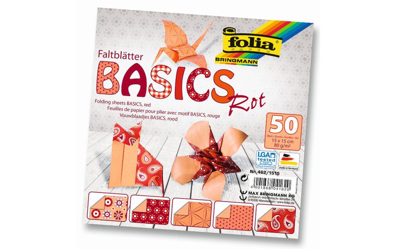 Folia Faltblätter Basics rot 50 Blatt à 75g/m2, 15x15cm