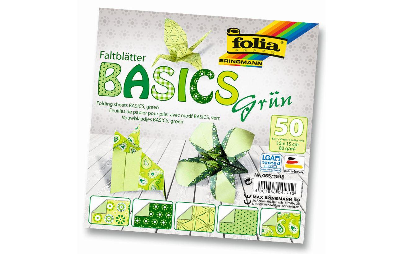 Folia Faltblätter Basics grün 50 Blatt à 75g/m2, 15x15cm