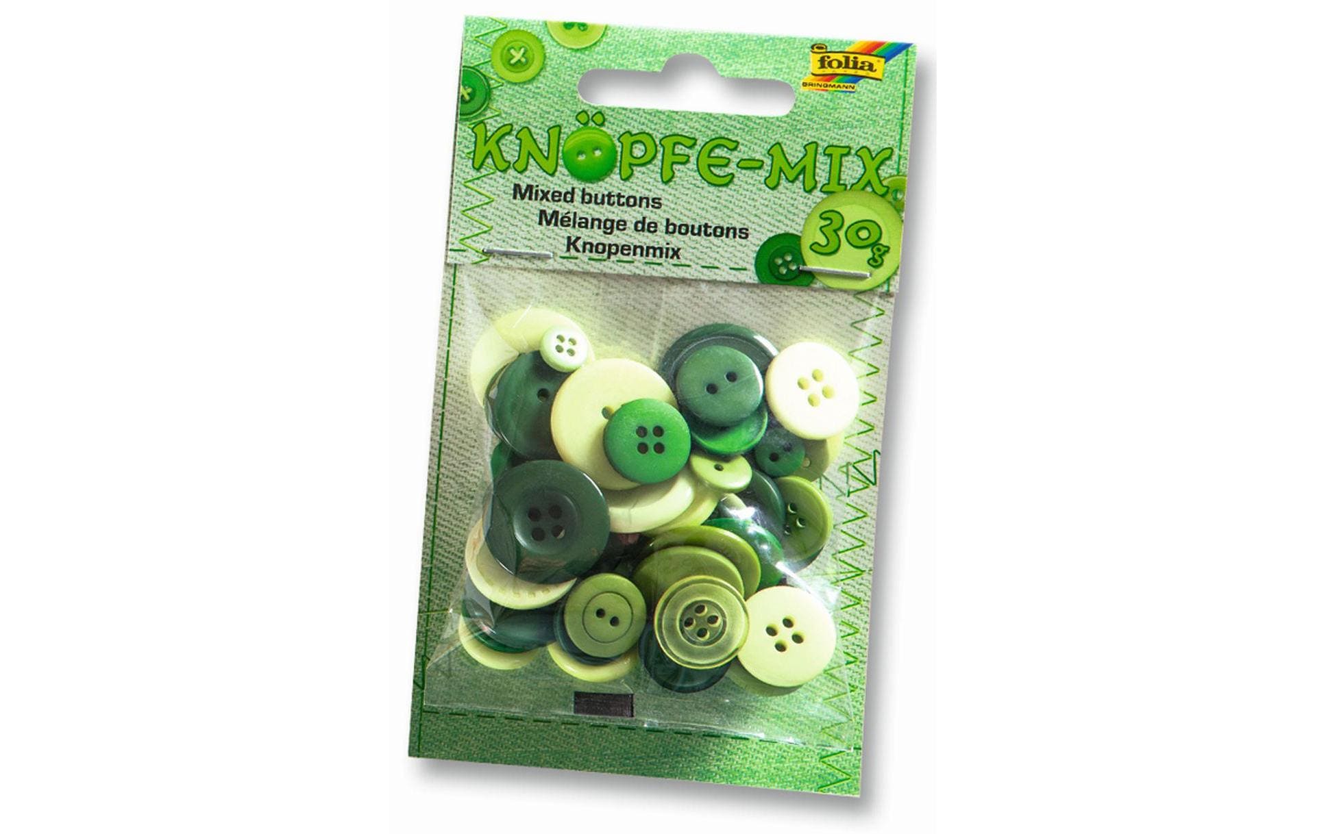 Folia Knöpfe-Mix Ton in Ton grün 30g