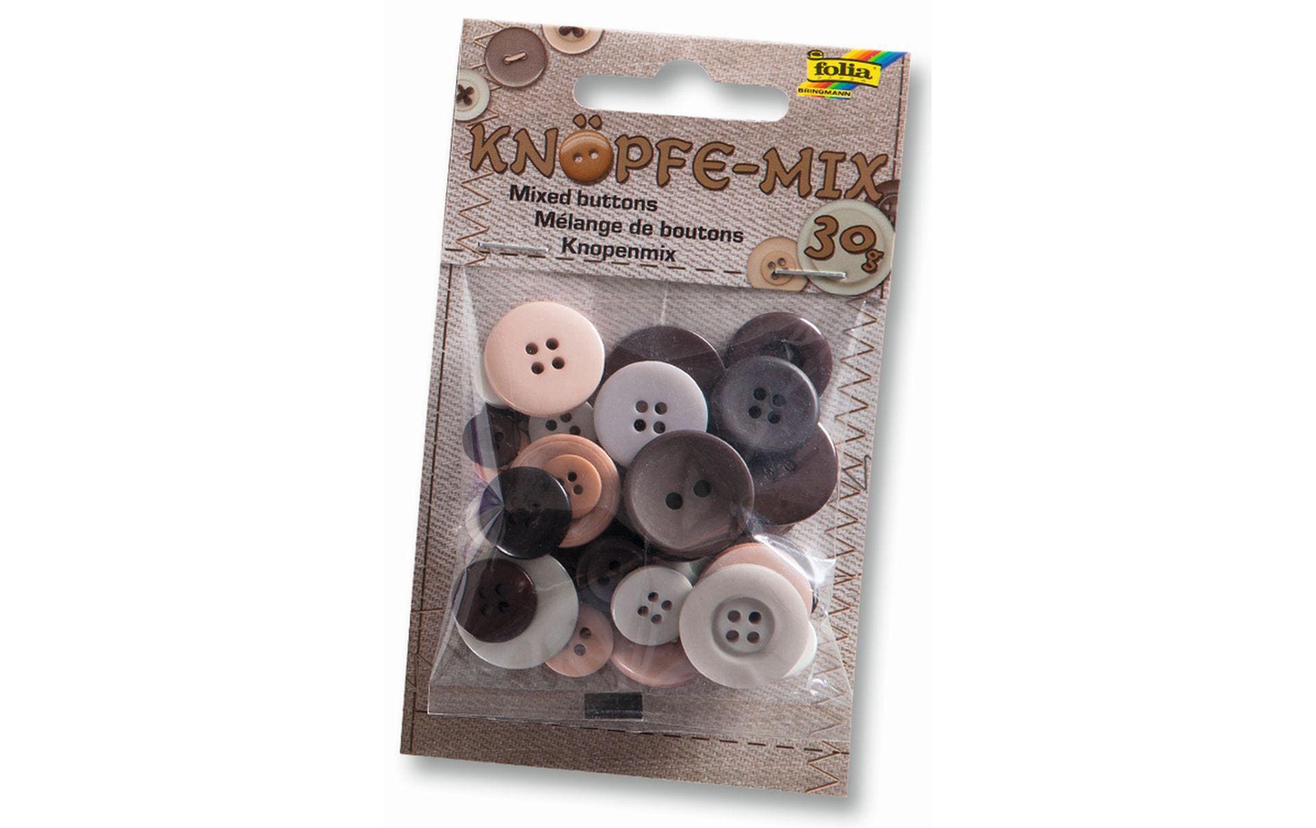 Folia Knöpfe-Mix Ton in Ton braun 30g