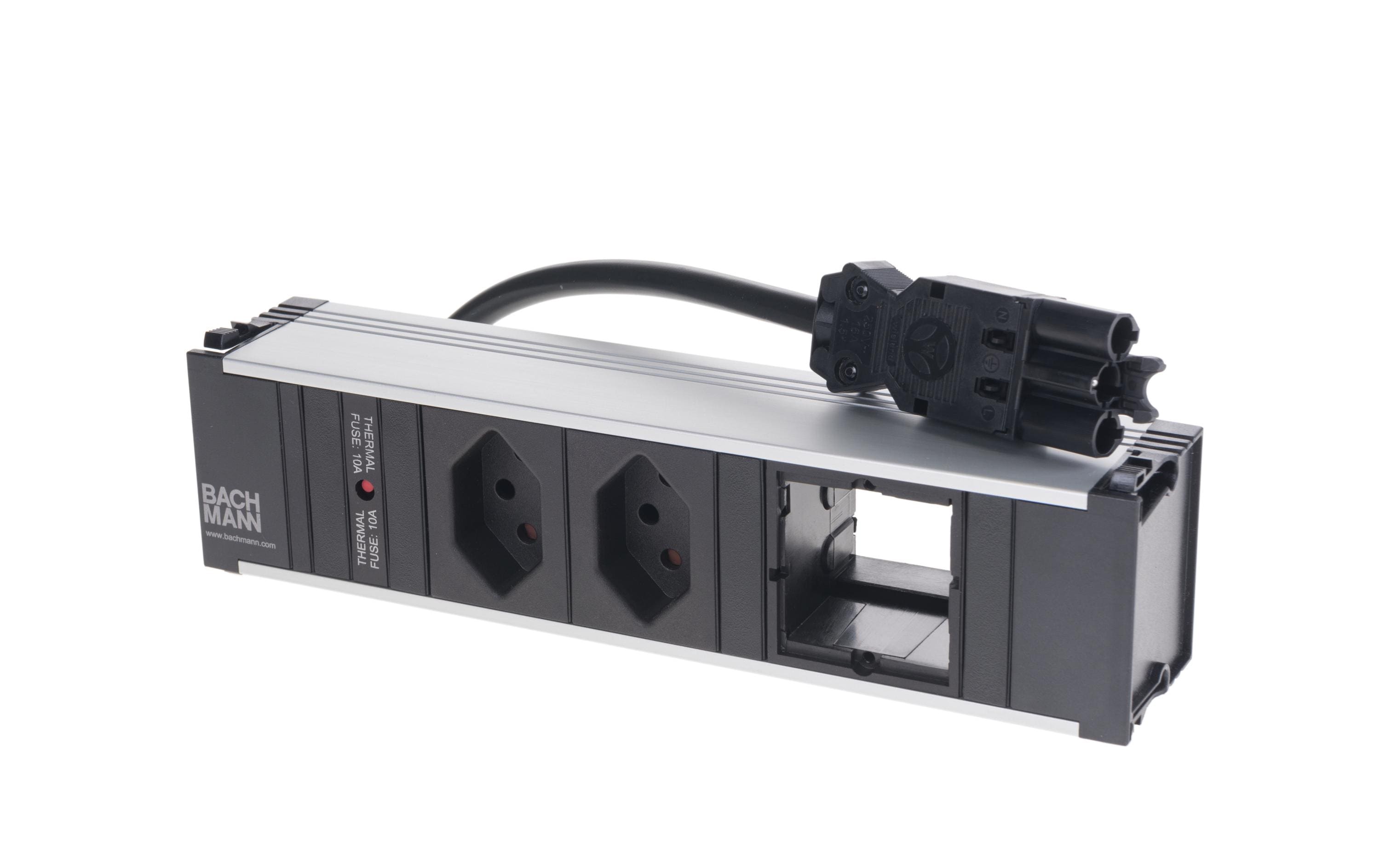 Steckdoseneinheit CONI, 2xT13, 1xCustom 1x Abdeckung leer