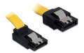 Delock SATA-3 Kabel: 30cm, Metall Clip,gelb 6 Gbps, gerade - oben gewinkelt