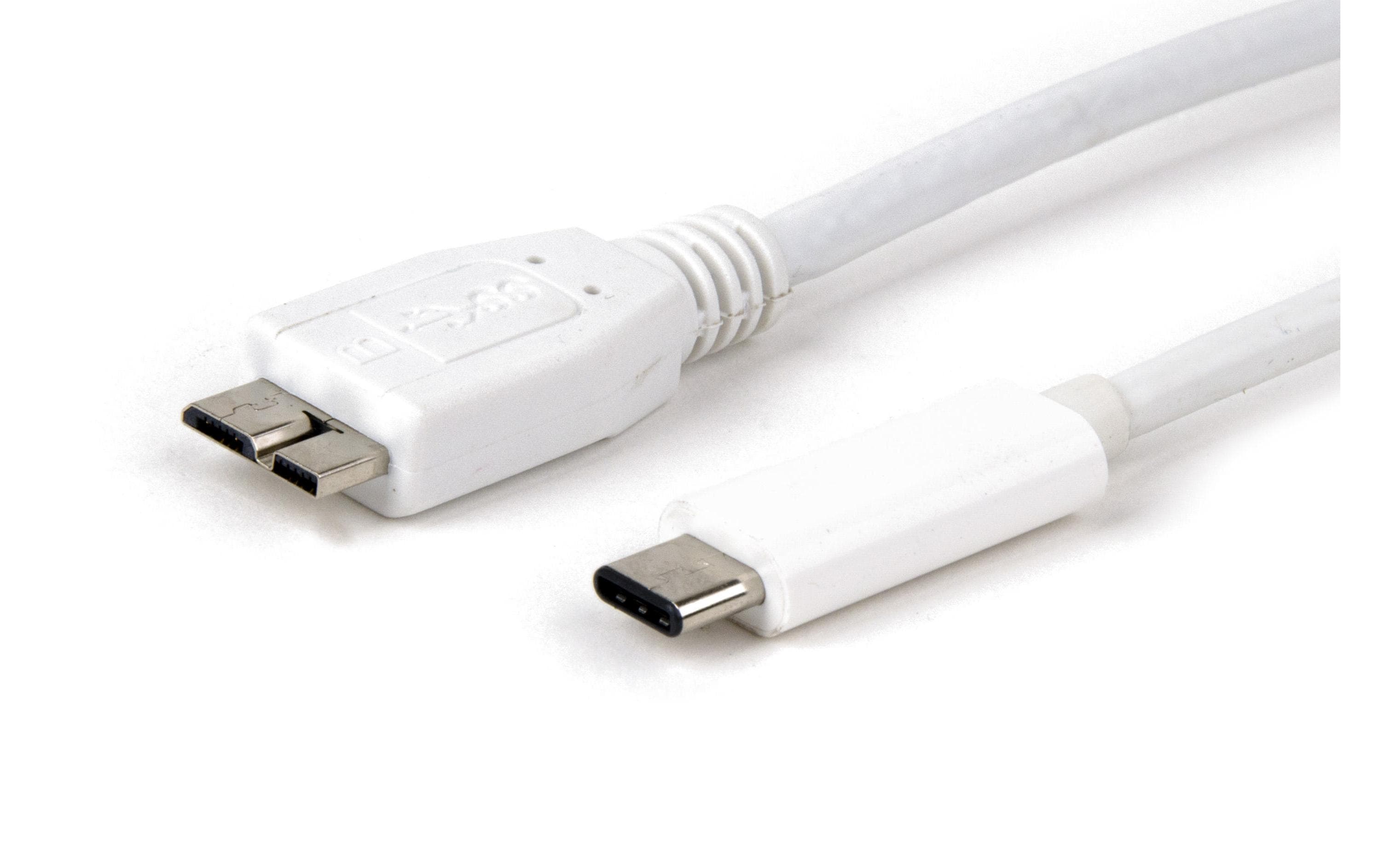 LMP USB3.0 TypC -  MicroB Kabel, 1m 5Gbps, weiss, bis 3A Strom