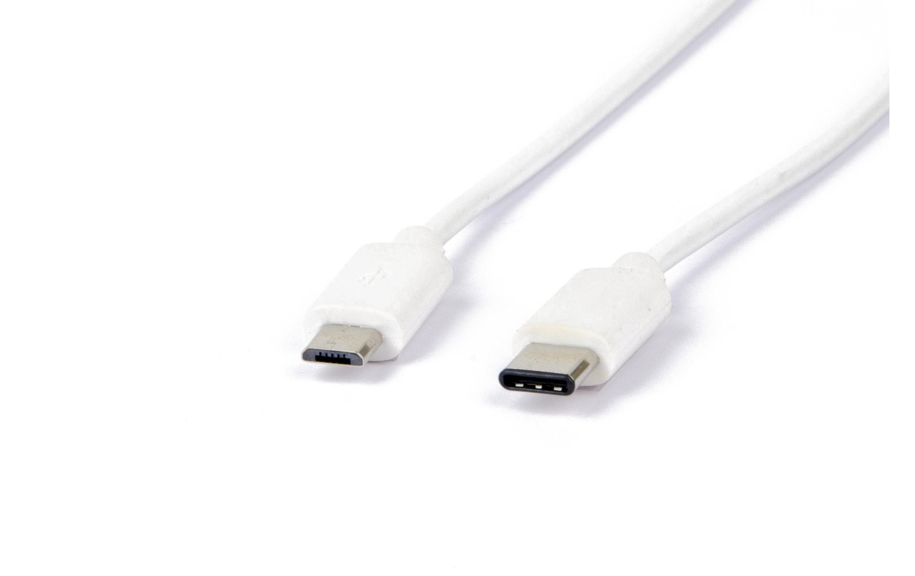 LMP USB2.0 TypC -  MicroB Kabel, 1m 480Mbps, weiss, bis 3A Strom