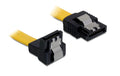 Delock SATA-3 Kabel: 20cm, Metall Clip,gelb 6 Gbps, gerade - unten gewinkelt