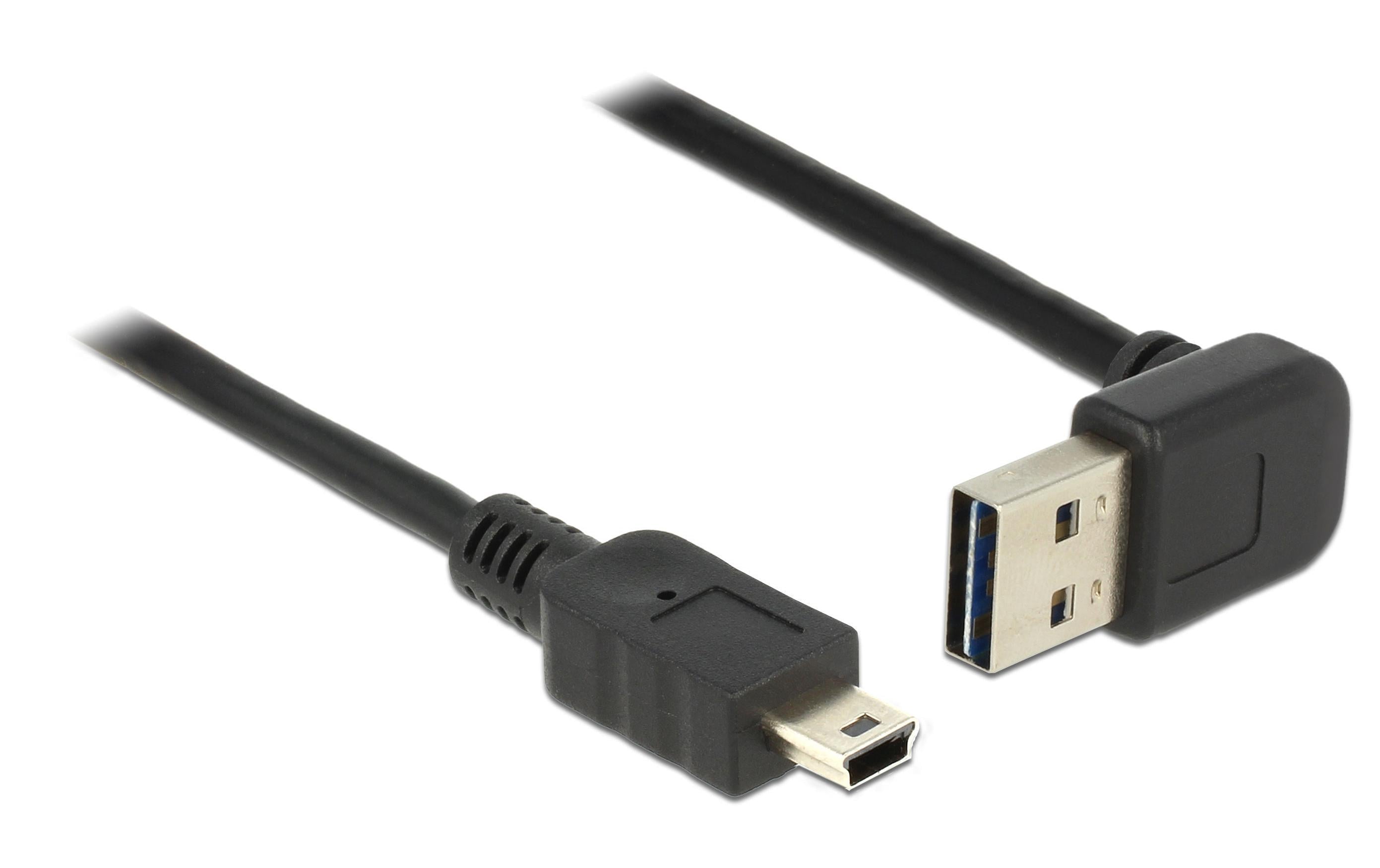 USB2.0-Kabel Easy A-MiniB: 0.5m, schwarz A Stecker nach oben oder unten gewinkelt