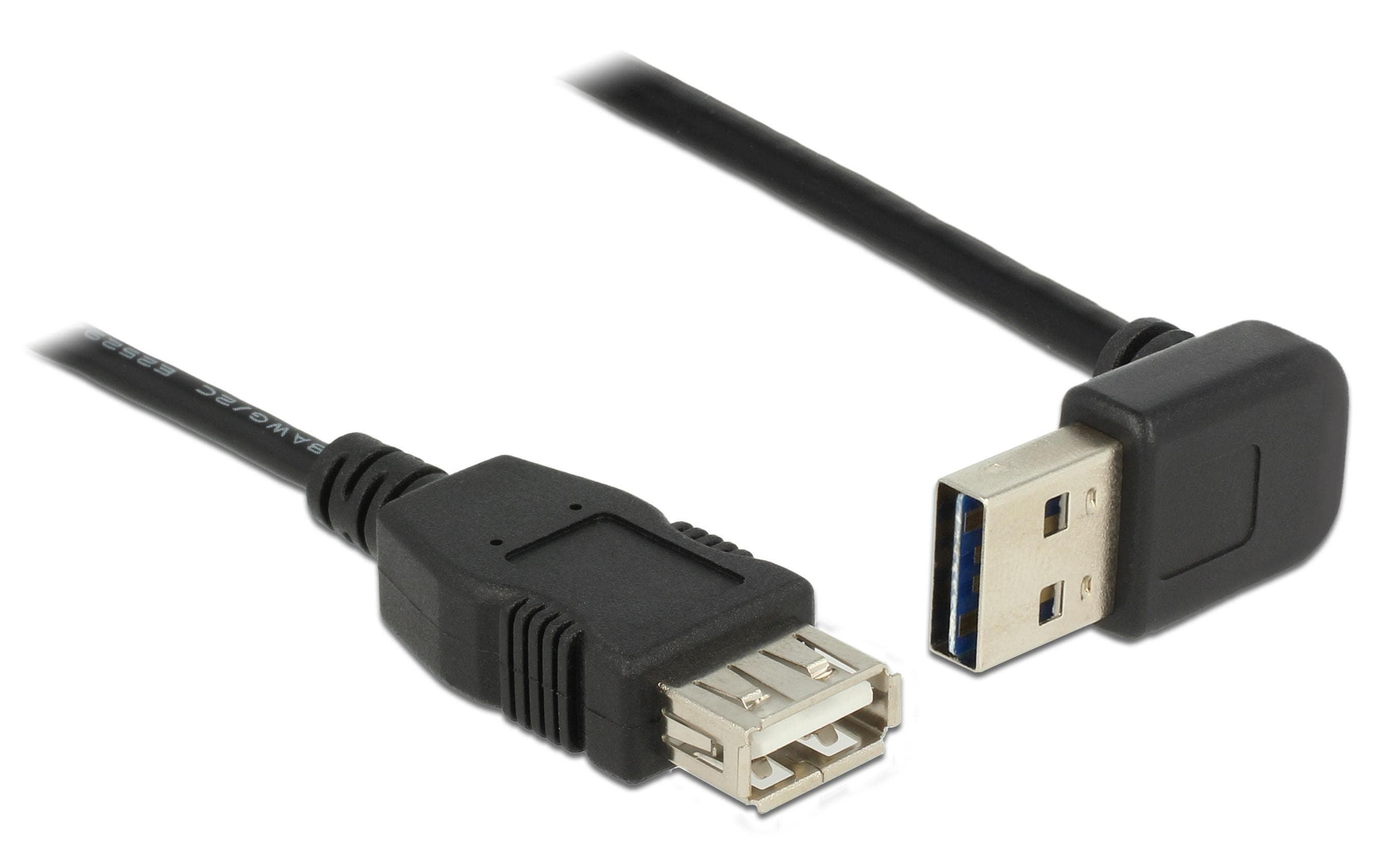USB2.0-Kabel Easy A-A: 0.5m, schwarz A Stecker nach oben oder unten gewinkelt