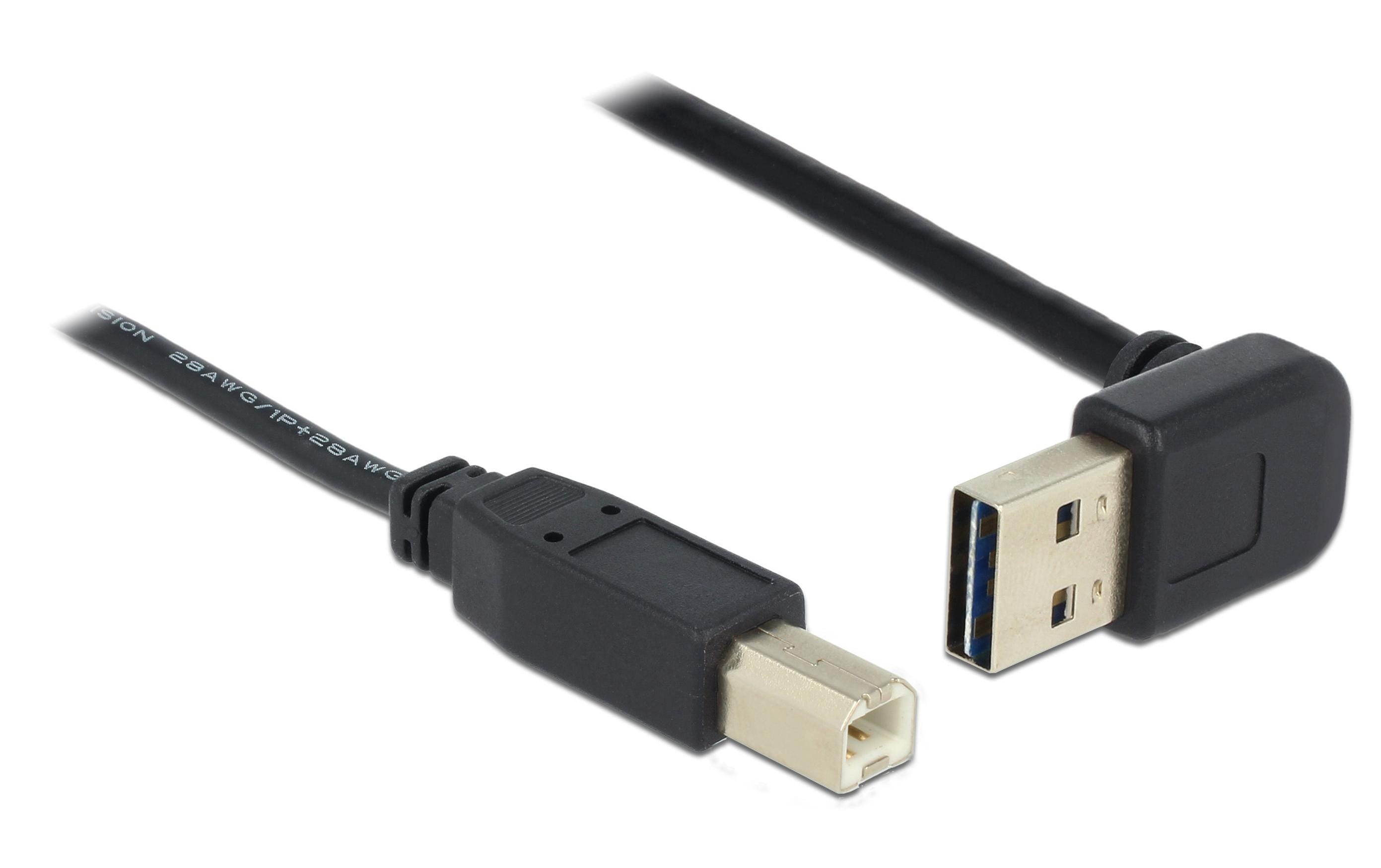 USB2.0-Kabel Easy A-B: 0.5m, schwarz A Stecker nach oben oder unten gewinkelt
