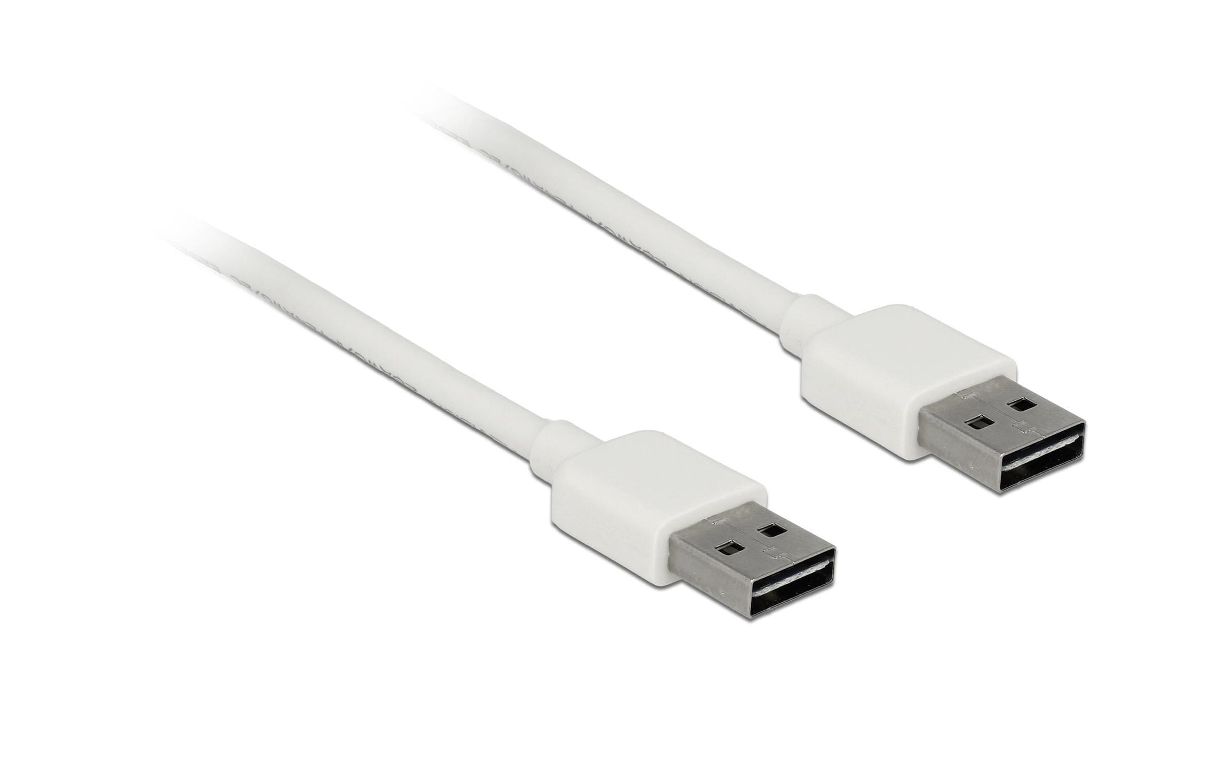 USB2.0-Kabel Easy A-A: 2m, weiss Beide Stecker beidseitig einsteckbar